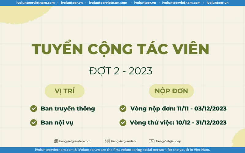 Tiếng Việt Giàu Đẹp Tuyển Cộng Tác Viên Đợt 2