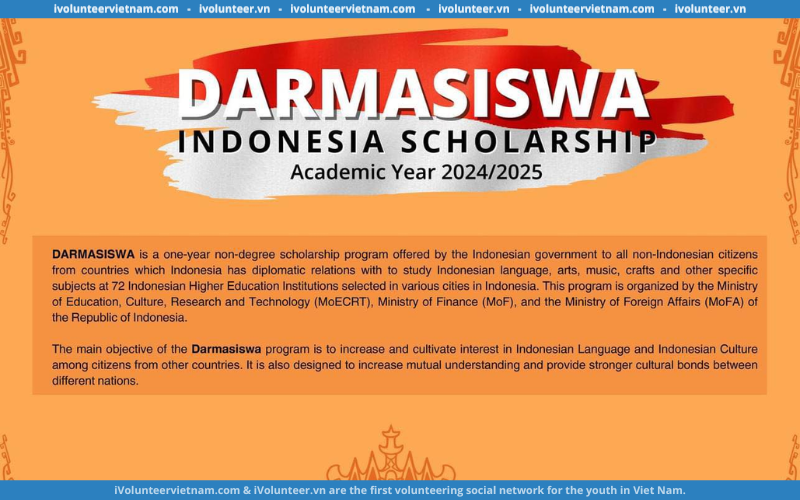 Học Bổng Bán Phần Bậc Đại Học Của Indonesia Darmasiswa Mở Đơn Đăng Ký 2024/2025